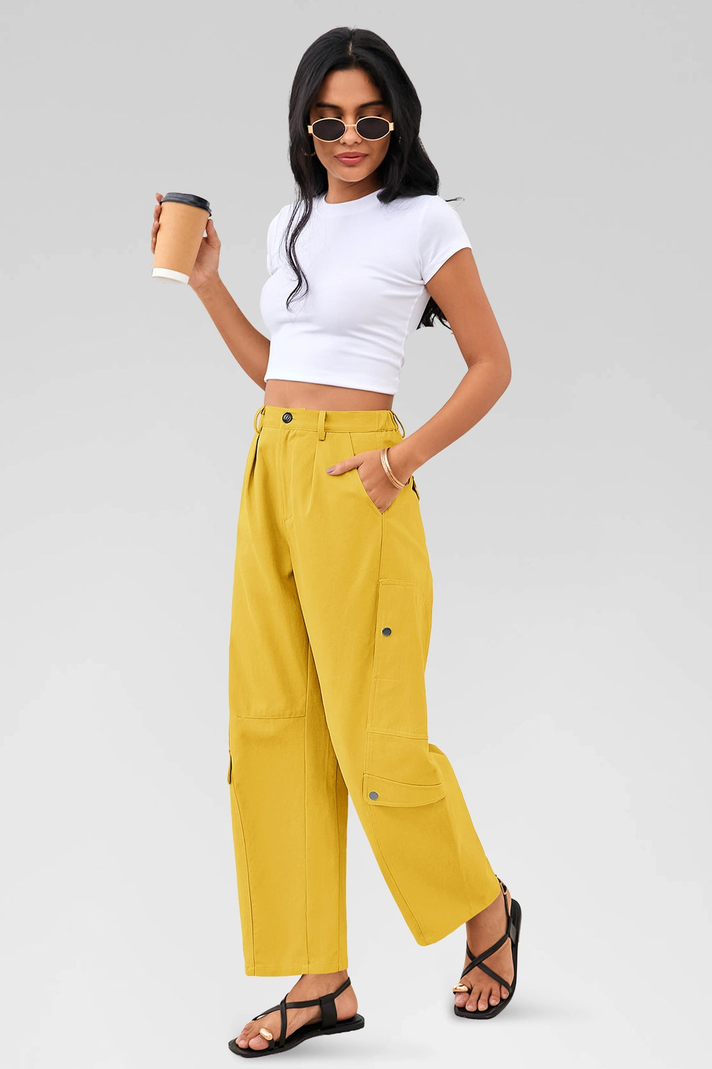 Aoysky Womens Mustard Barrel Pants