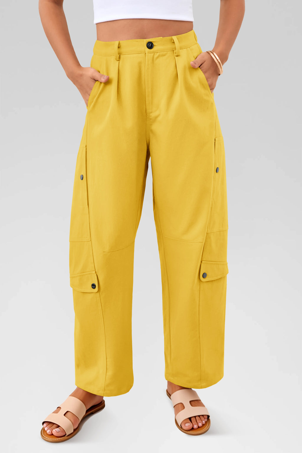 Aoysky Womens Mustard Barrel Pants
