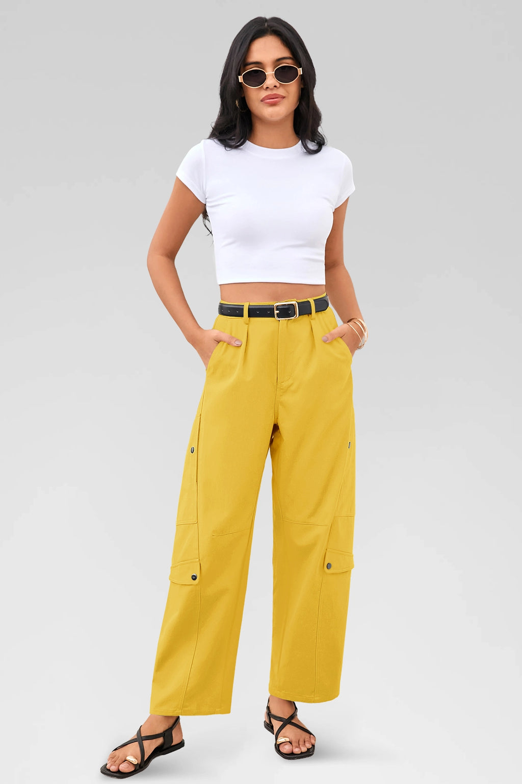 Aoysky Womens Mustard Barrel Pants