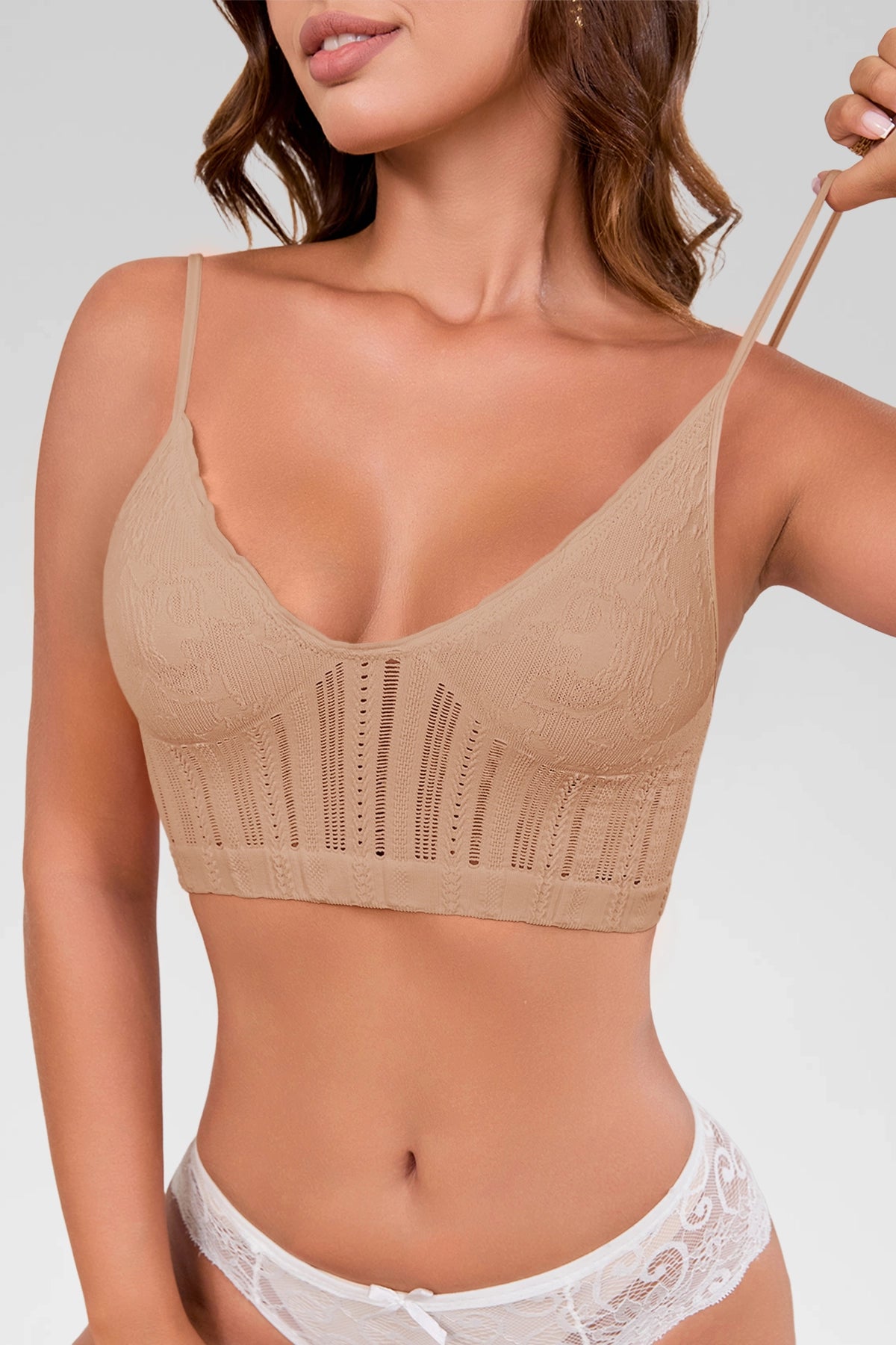Aoysky Womens Khaki Wireless Triangle Bralette