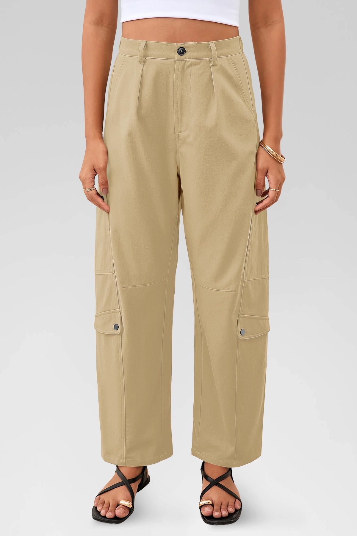 Aoysky Womens Khaki Barrel Pants