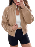 Aoysky Womens Khaki Full Zip Jacket