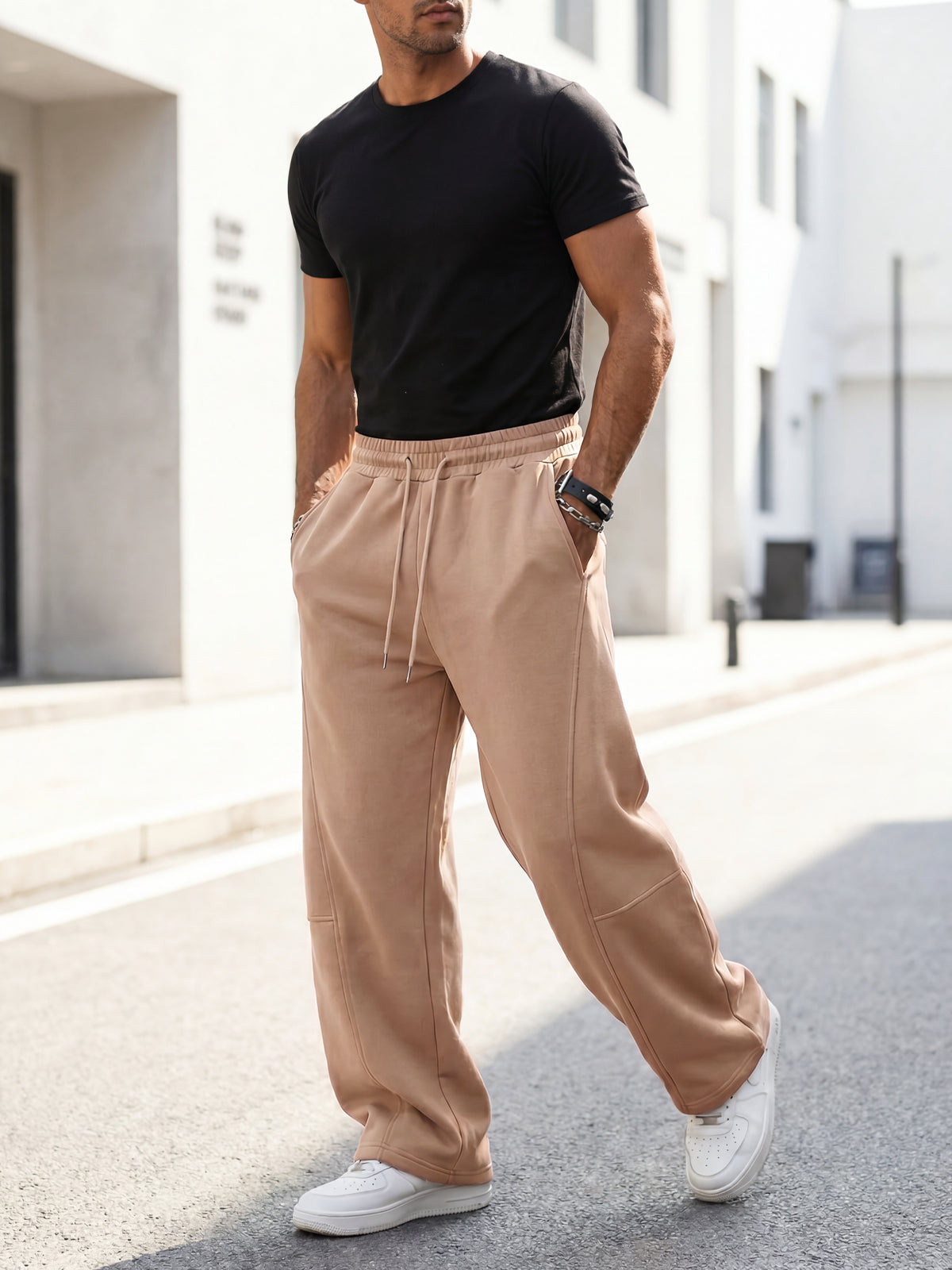 Aoysky Mens Khaki Baggy Sweatpants
