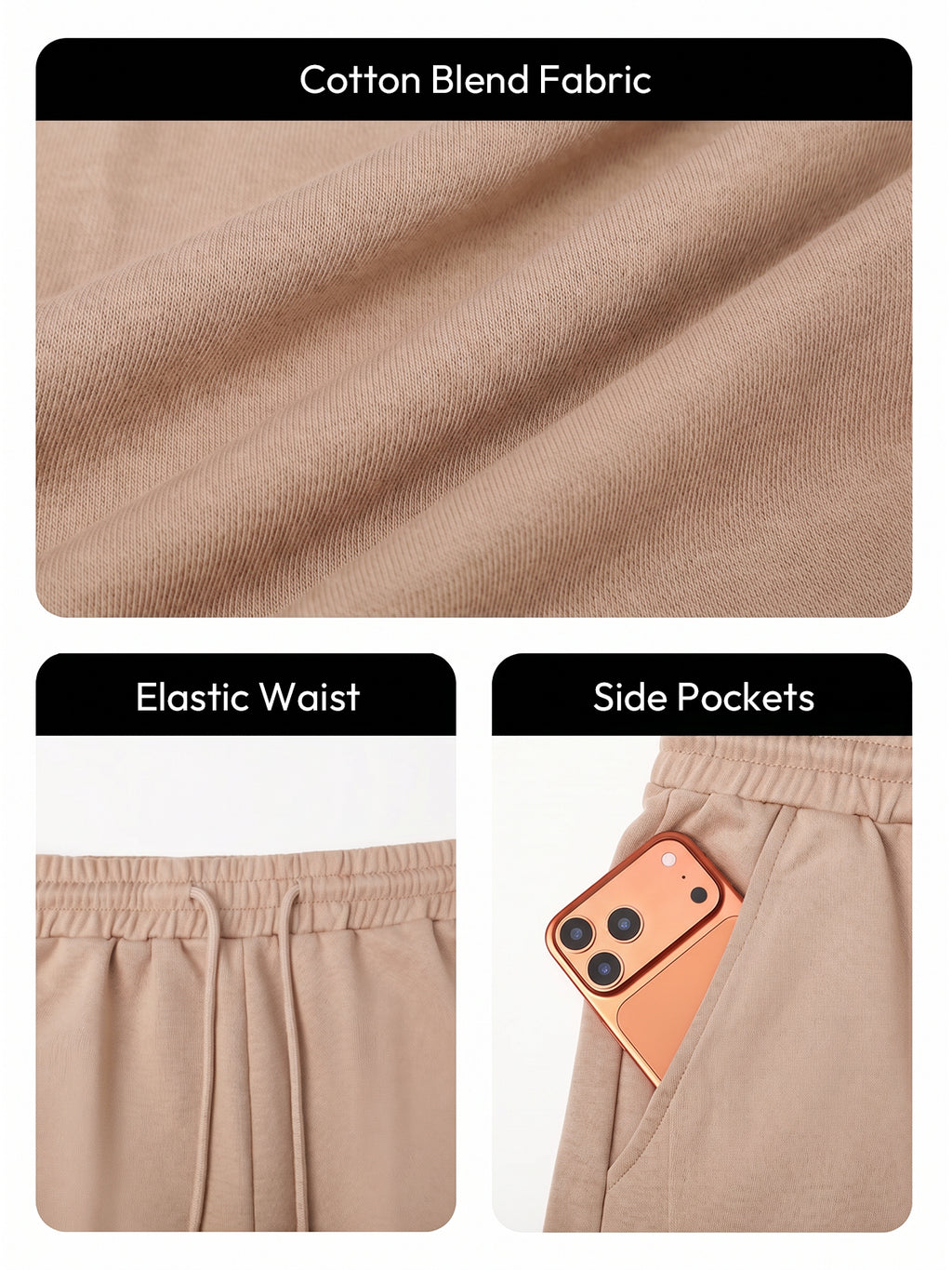 Aoysky Mens Khaki Baggy Sweatpants