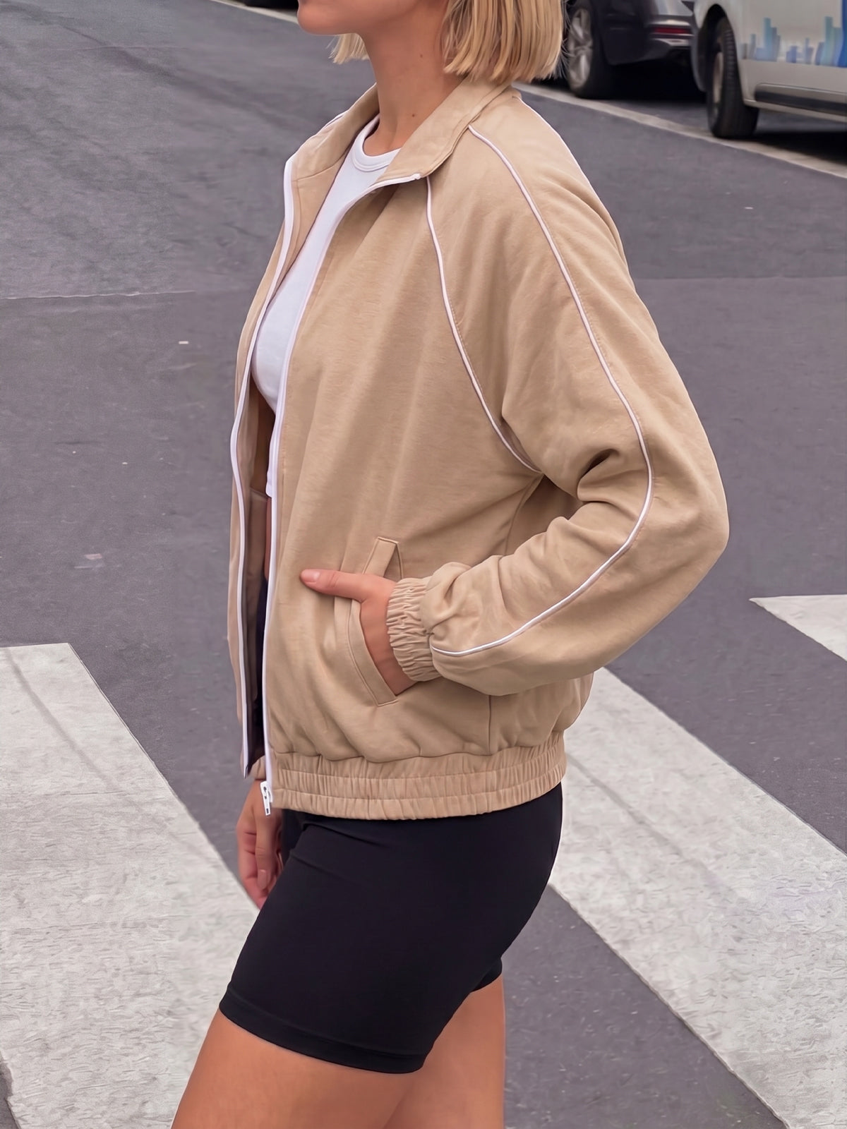 Aoysky Womens Khaki Full Zip Jacket