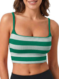 Aoysky Womens Green Striped Square Neck Bra