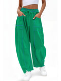 Aoysky Womens Green Wide Leg Barrel Pants