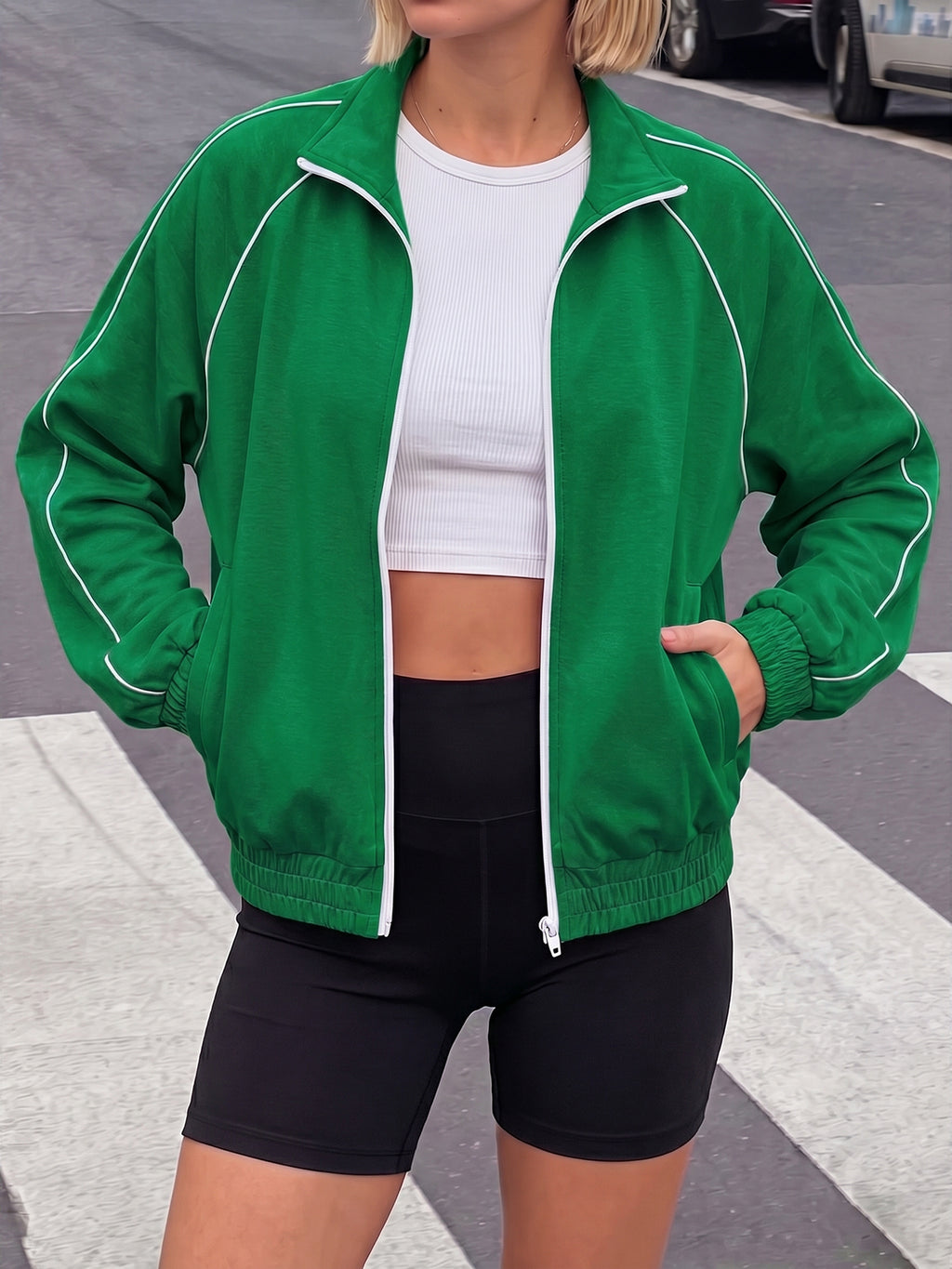 Aoysky Womens Green Full Zip Jacket