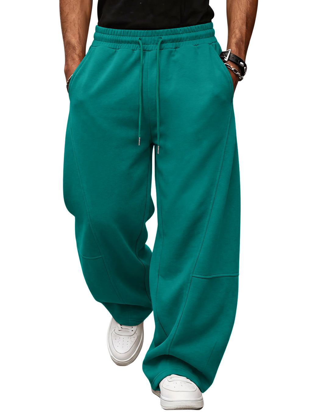 Aoysky Mens Green Baggy Sweatpants