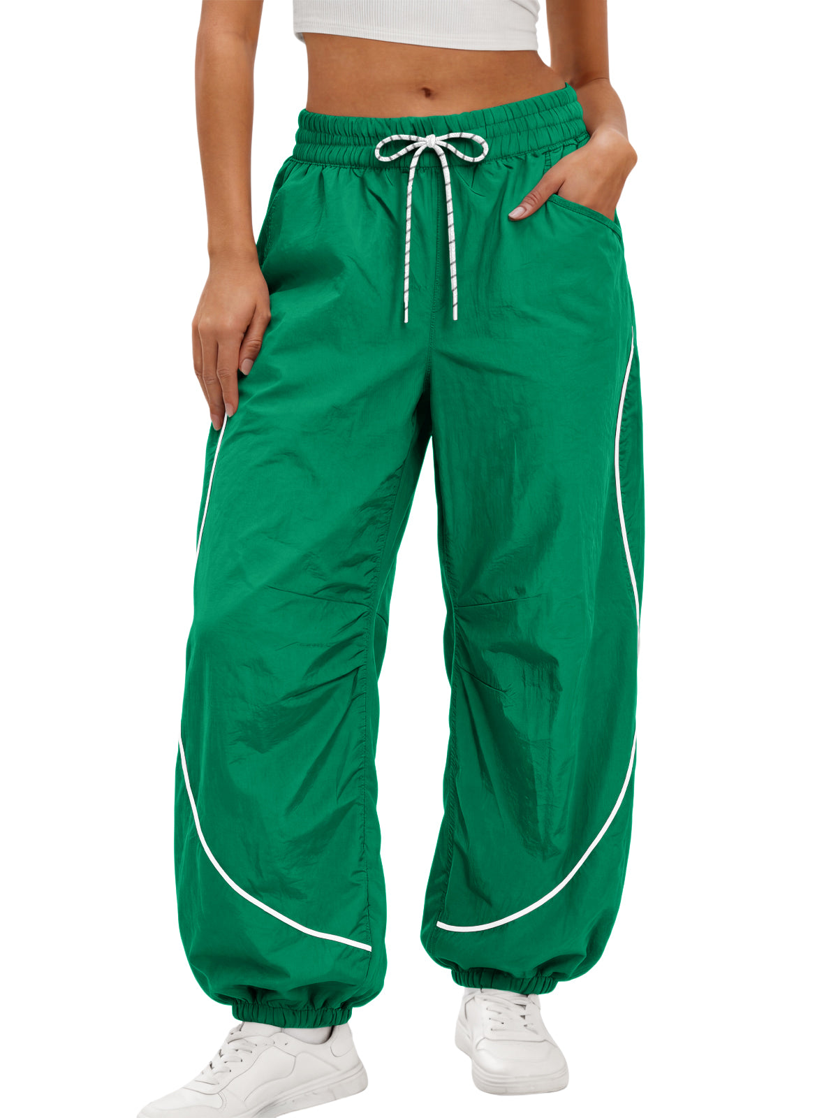 Aoysky Womens Green Parachute Track Pants