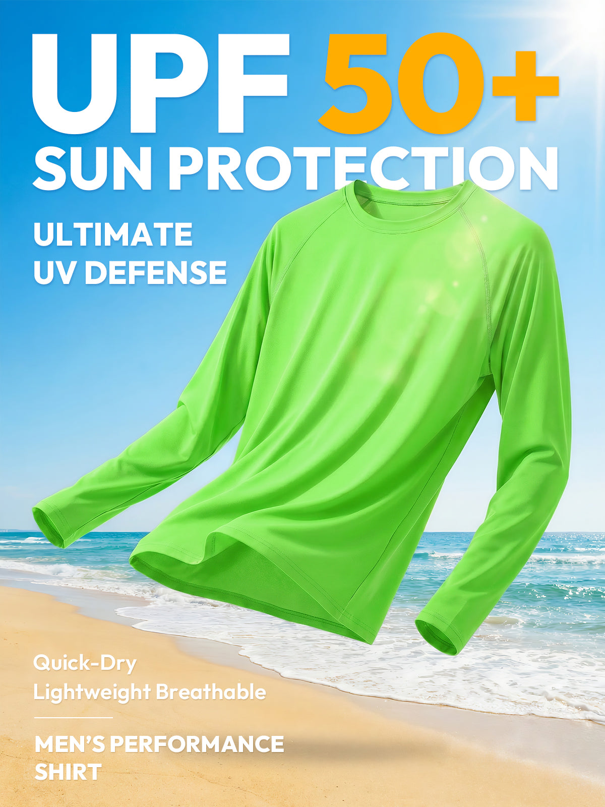 Aoysky Mens Green UV Athletic Shirt