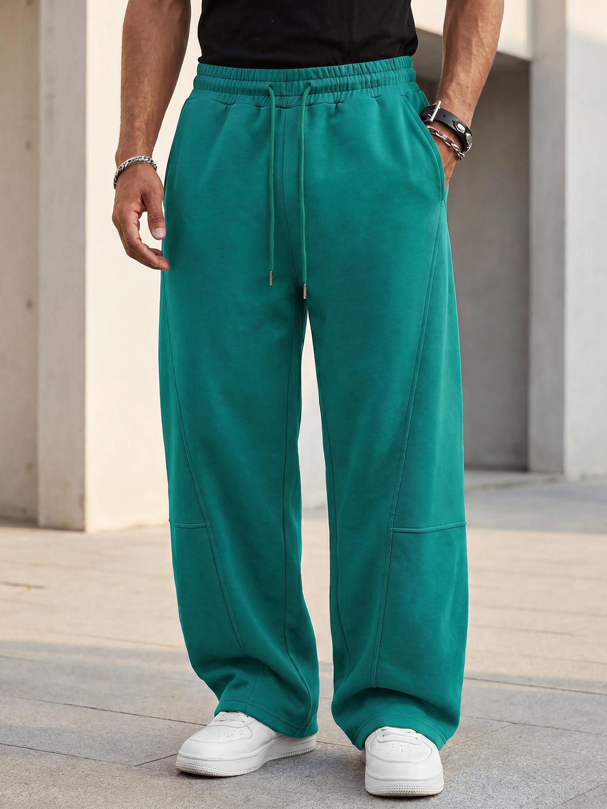 Aoysky Mens Green Baggy Sweatpants