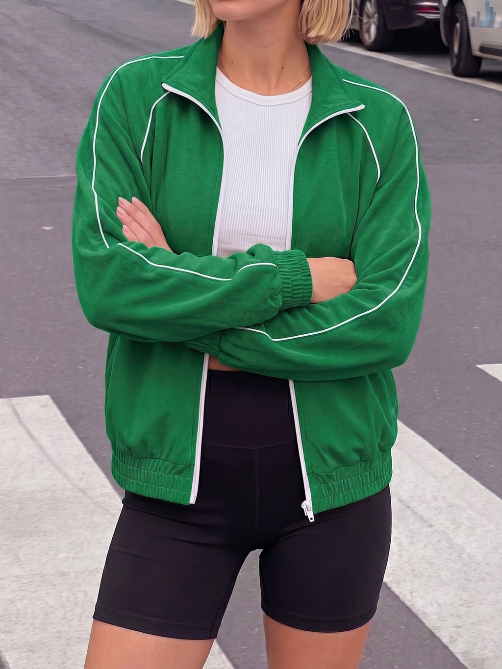 Aoysky Womens Green Full Zip Jacket