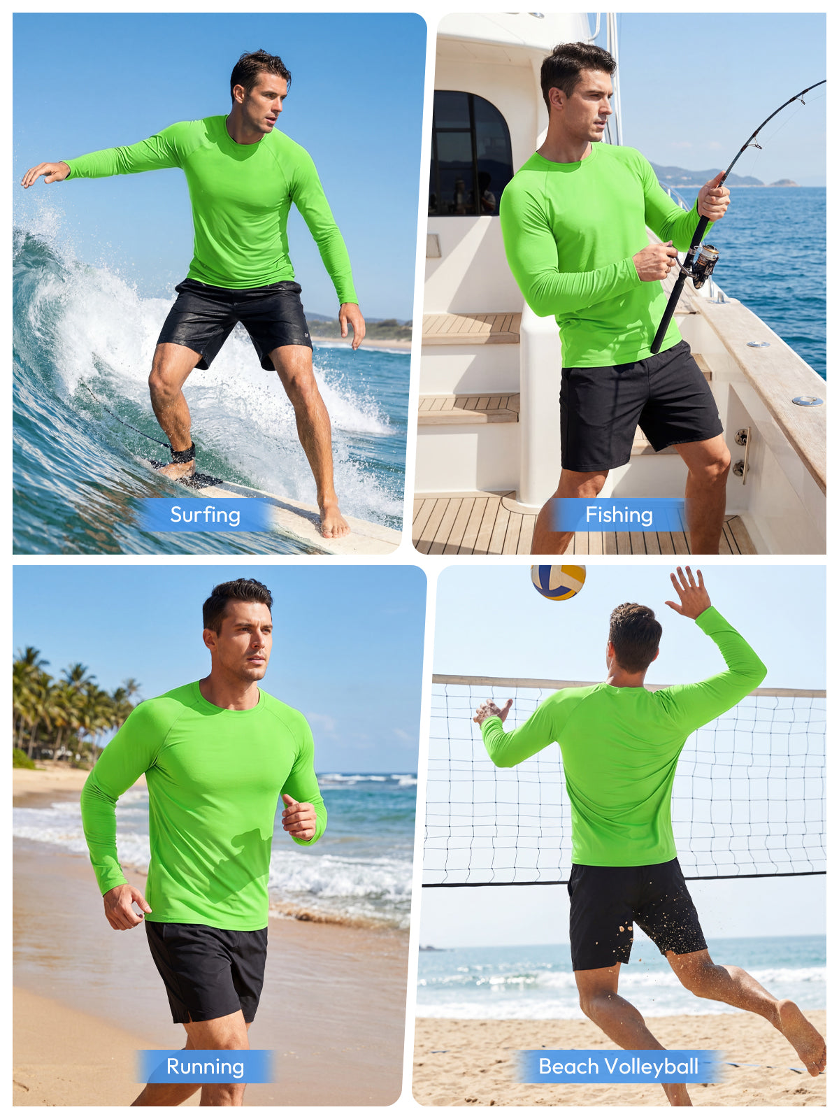 Aoysky Mens Green UV Athletic Shirt