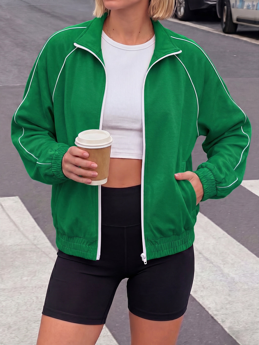 Aoysky Womens Green Full Zip Jacket