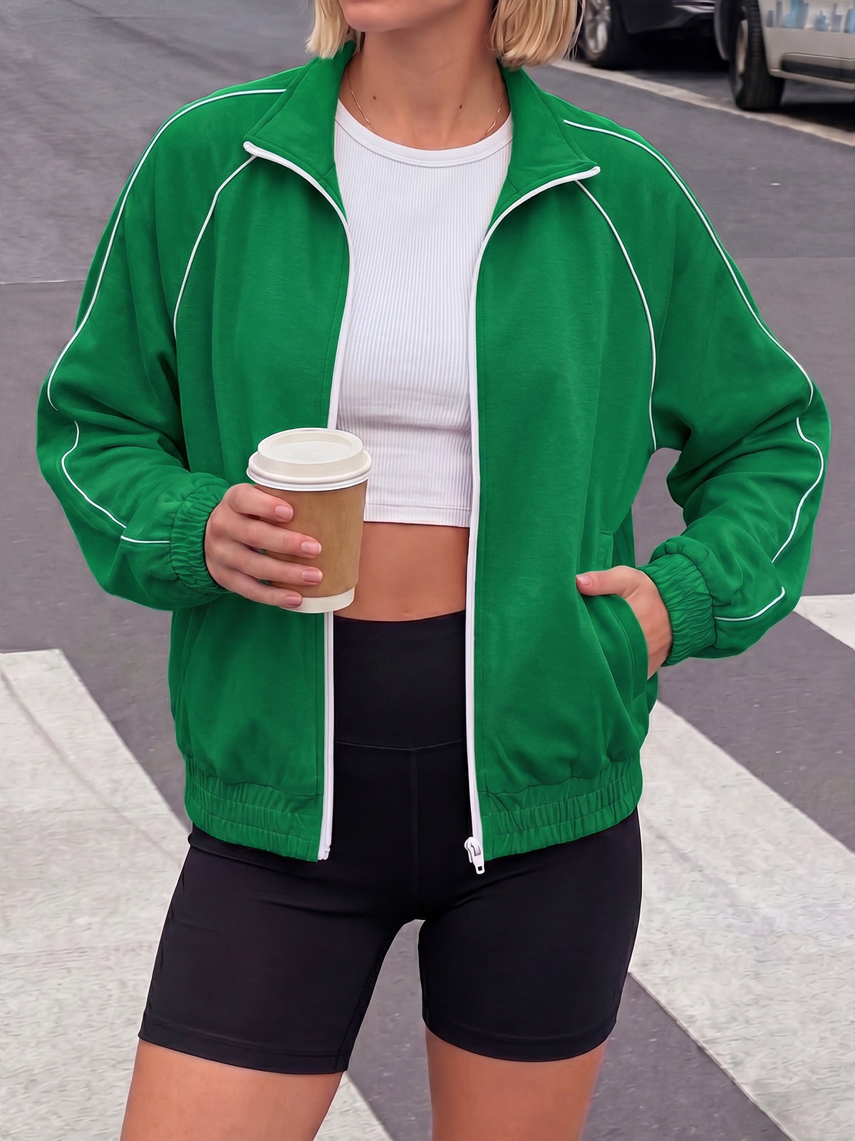 Aoysky Womens Green Full Zip Jacket