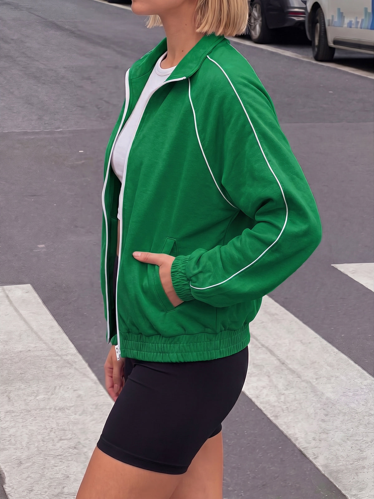 Aoysky Womens Green Full Zip Jacket