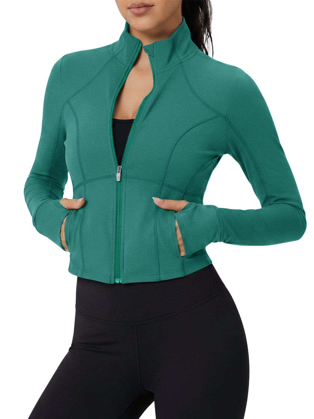 Aoysky Womens Green Cropped Workout Jacket