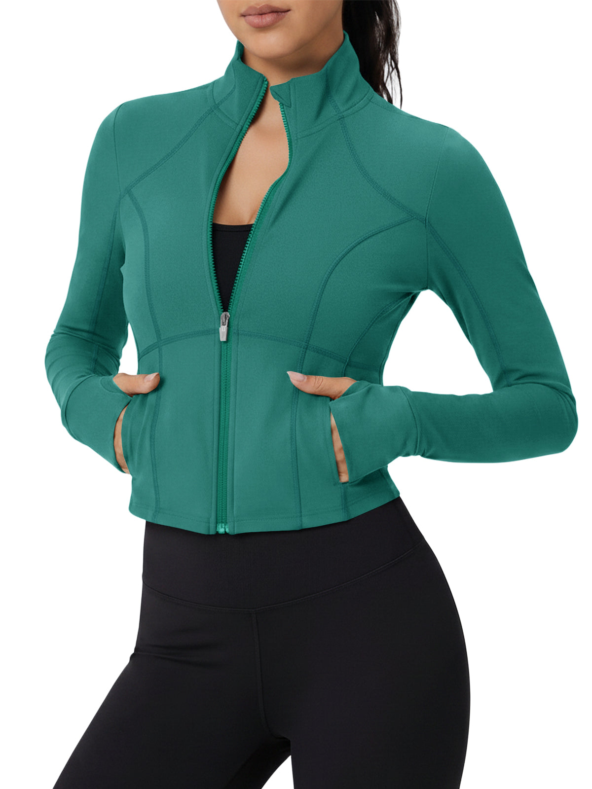 Aoysky Womens Green Cropped Workout Jacket