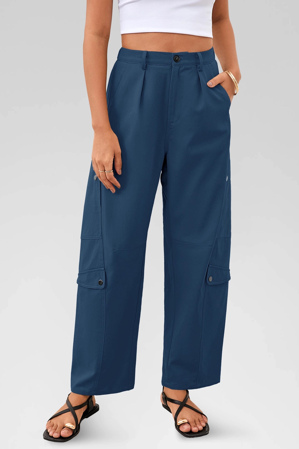 Aoysky Womens Dark Blue Barrel Pants