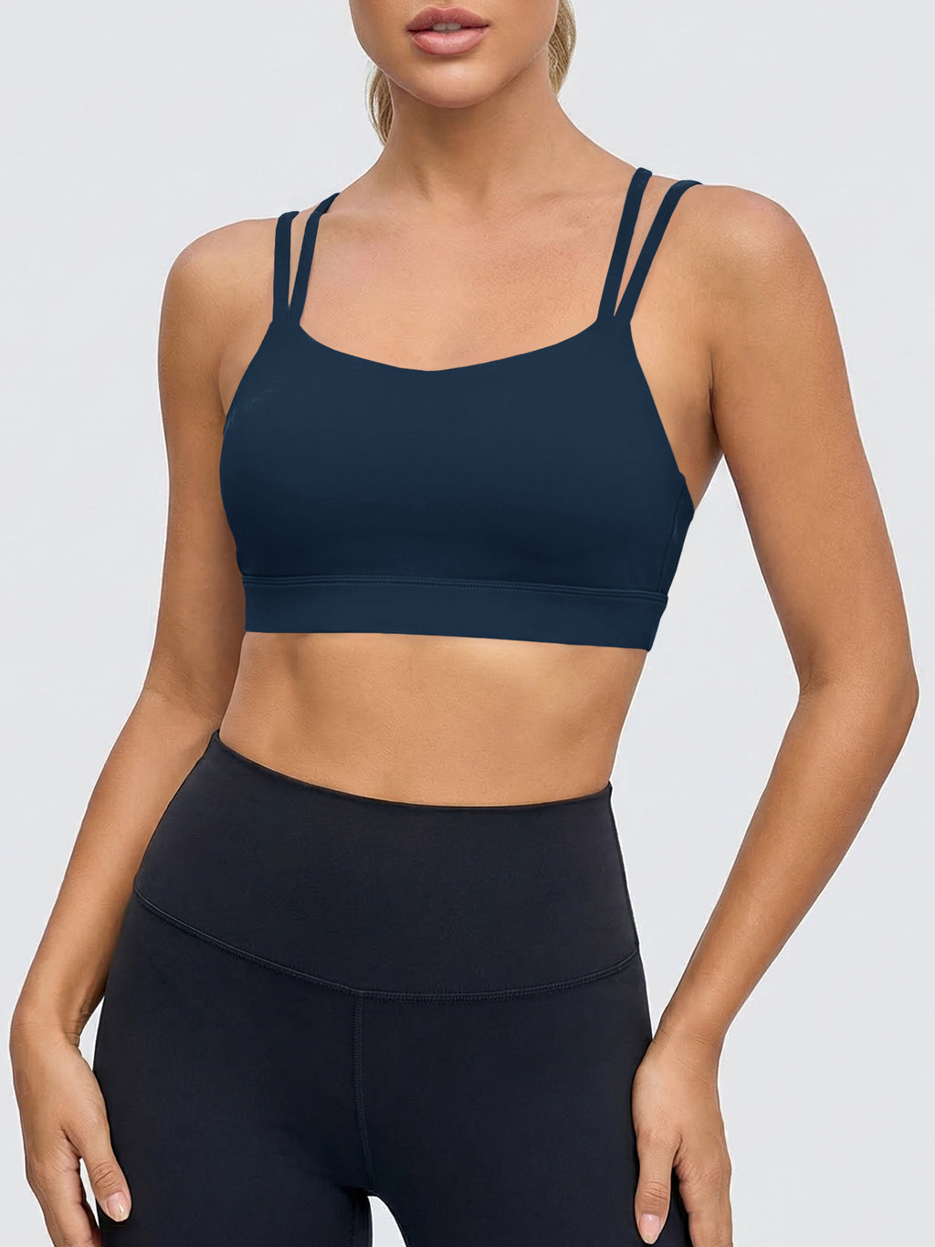 Aoysky Womens Dark Blue Strappy Padded Sports Bra