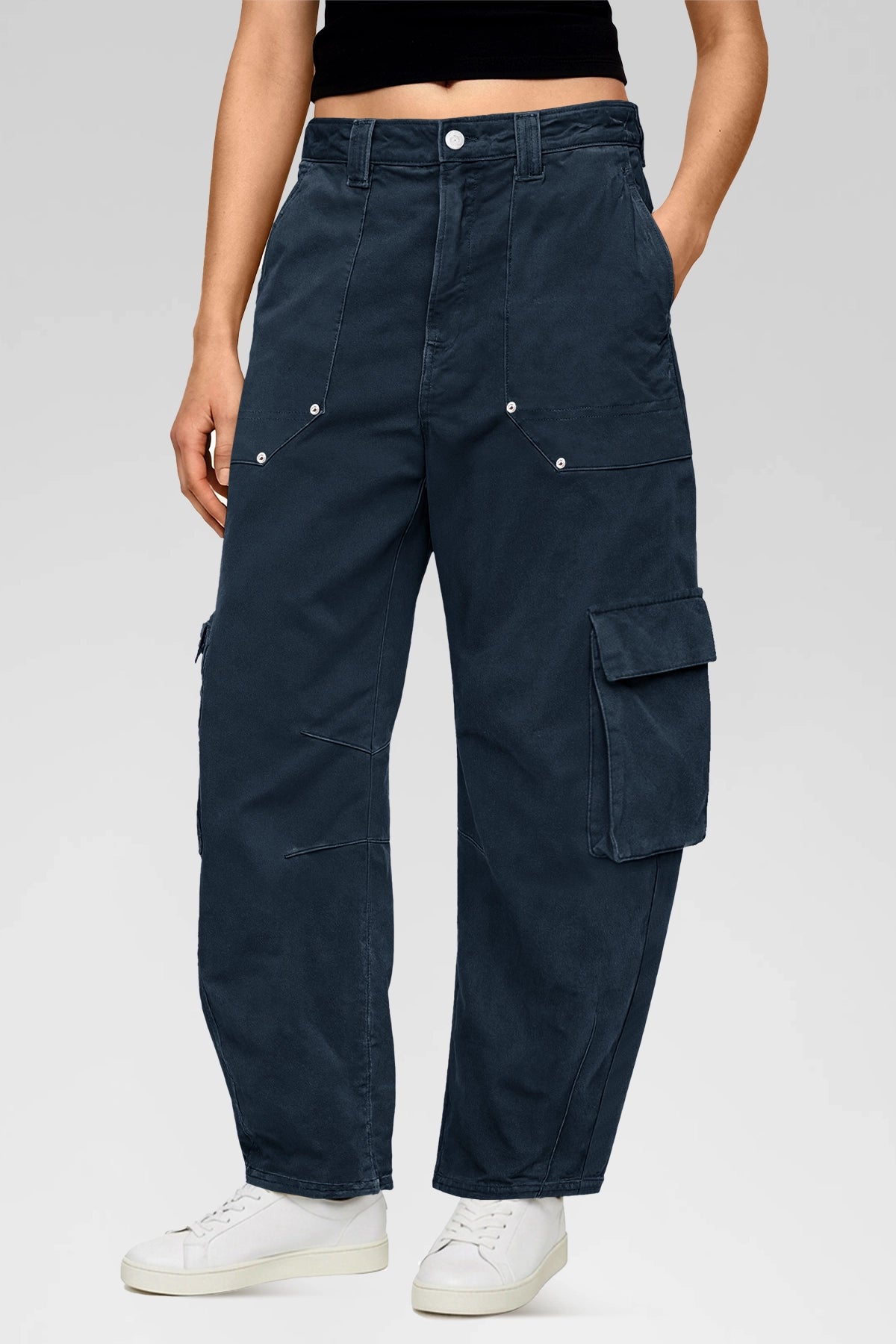 Aoysky Womens Dark Blue Wide Leg Baggy Cargo Pants