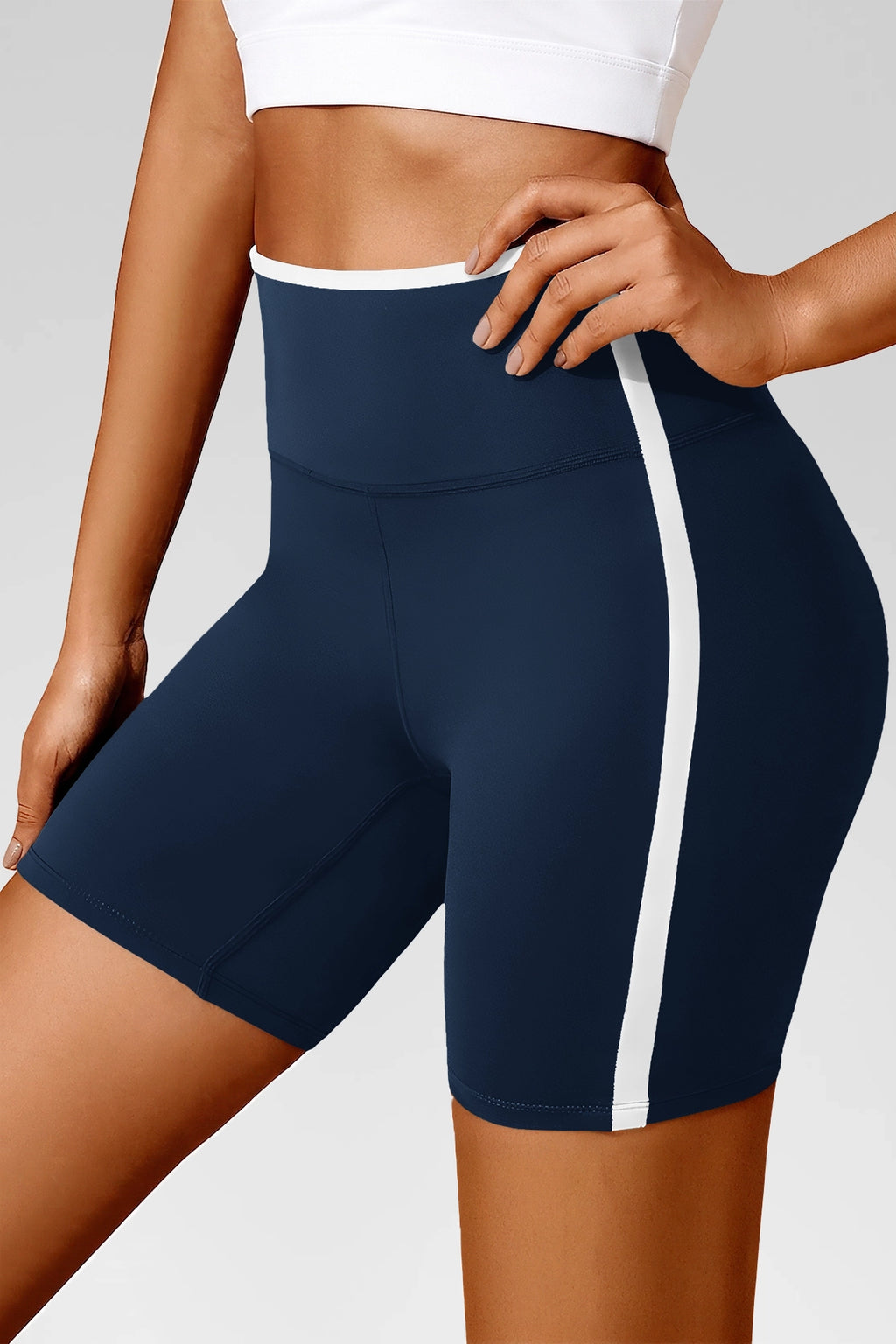 Aoysky Womens Dark Blue Contrast Trim Biker Shorts