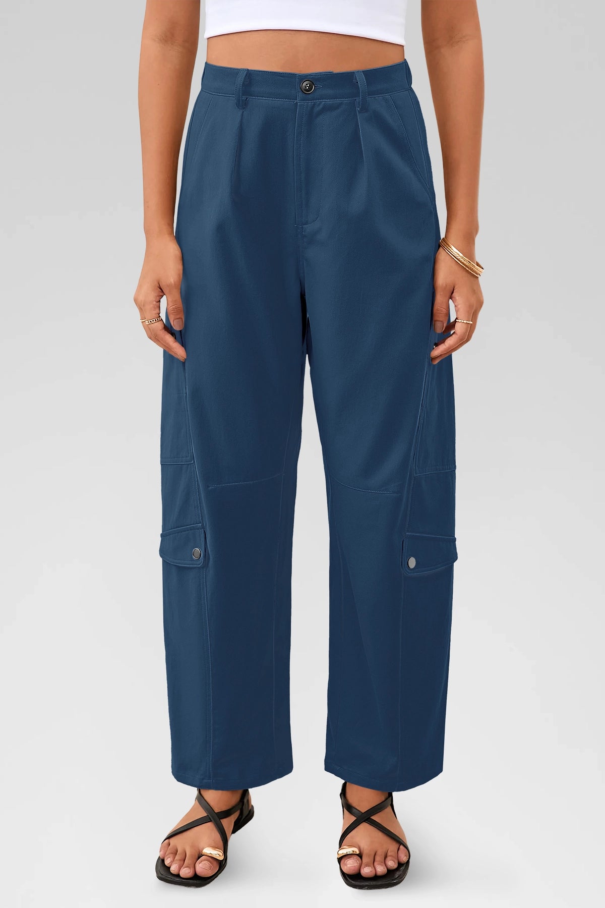 Aoysky Womens Dark Blue Barrel Pants