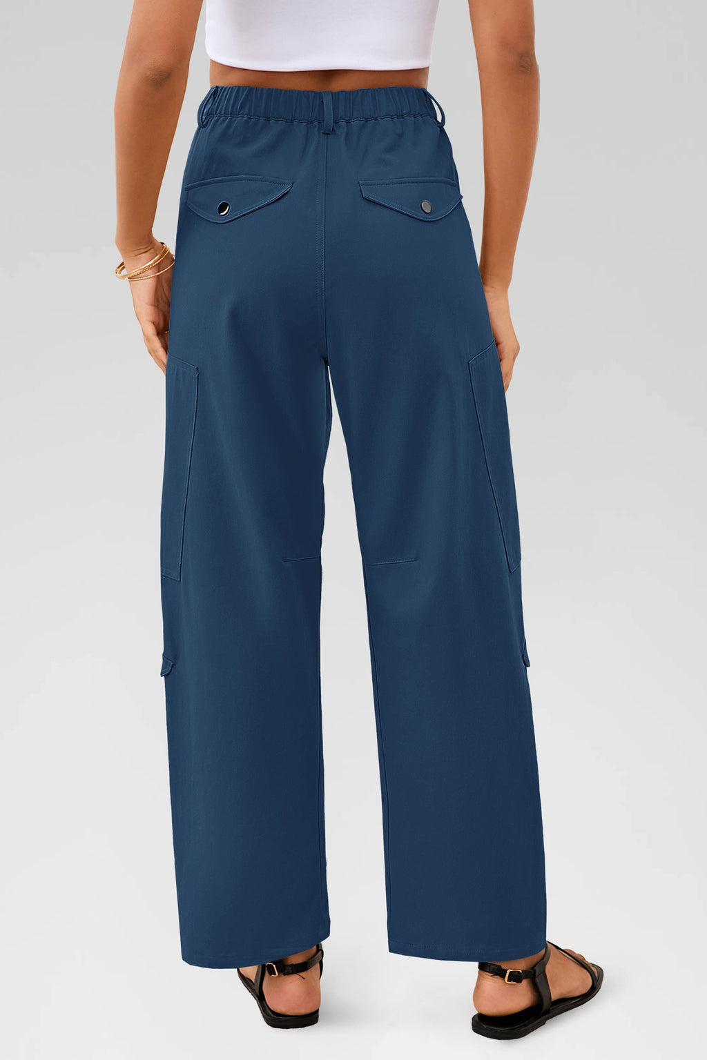 Aoysky Womens Dark Blue Barrel Pants