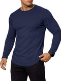 Aoysky Mens Dark Blue Ribbed Workout Shirt