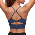 Aoysky Womens Dark Blue Twist Back Sports Bra