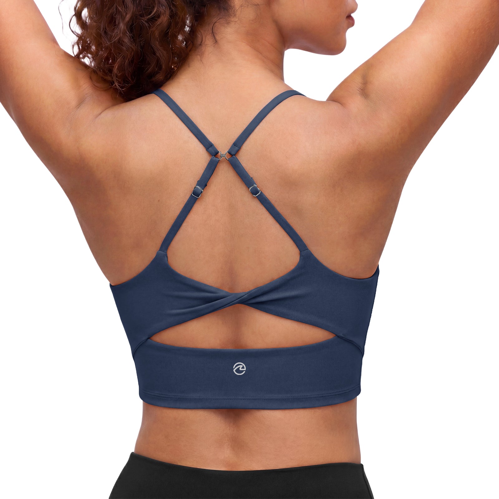 Aoysky Womens Dark Blue Twist Back Sports Bra