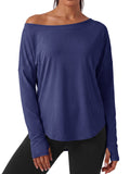 Aoysky Womens Dark Blue Off Shoulder Top