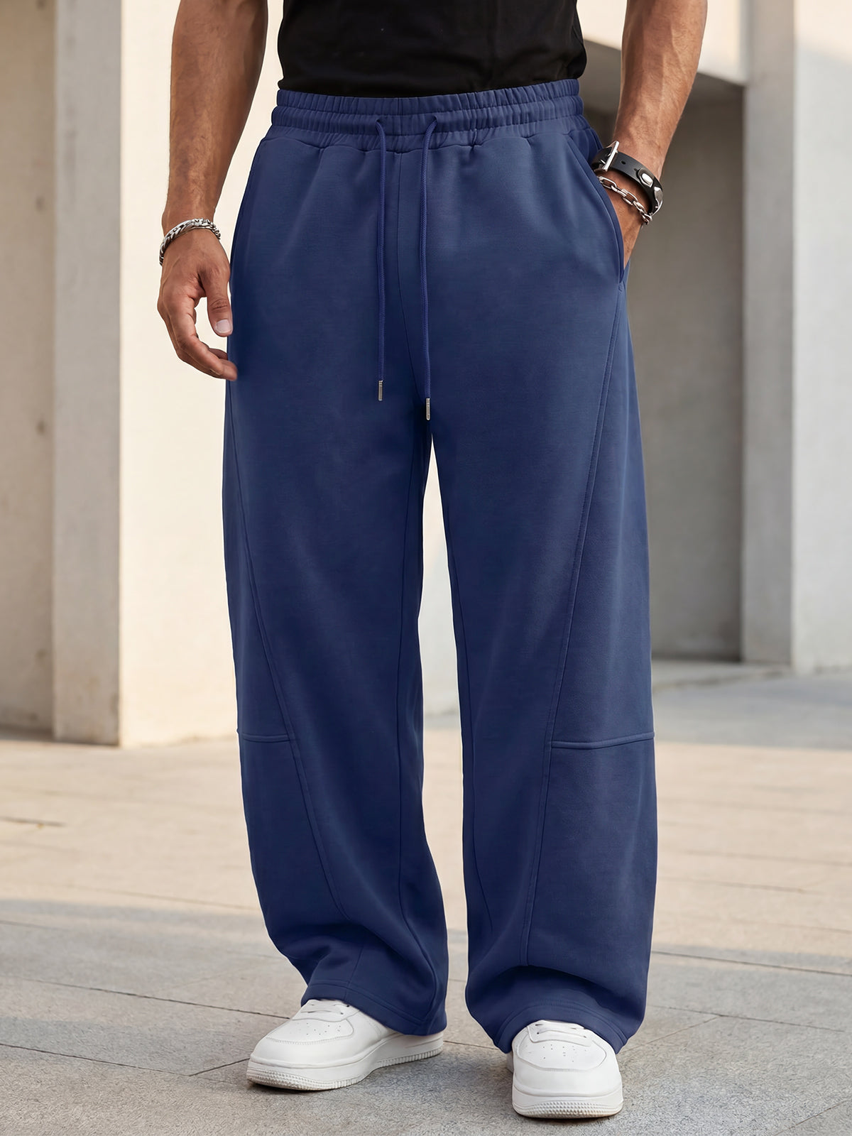 Aoysky Mens Dark Blue Baggy Sweatpants