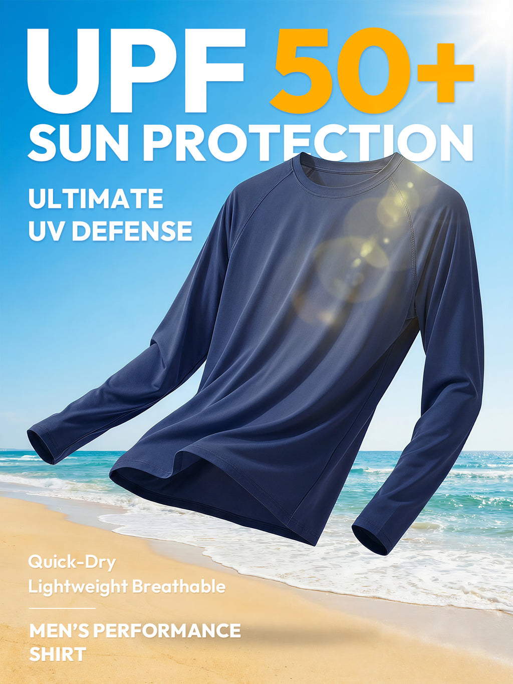 Aoysky Mens Dark Blue UV Athletic Shirt