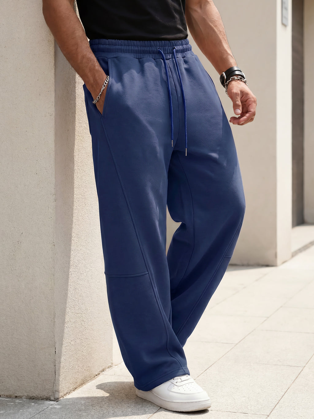 Aoysky Mens Dark Blue Baggy Sweatpants