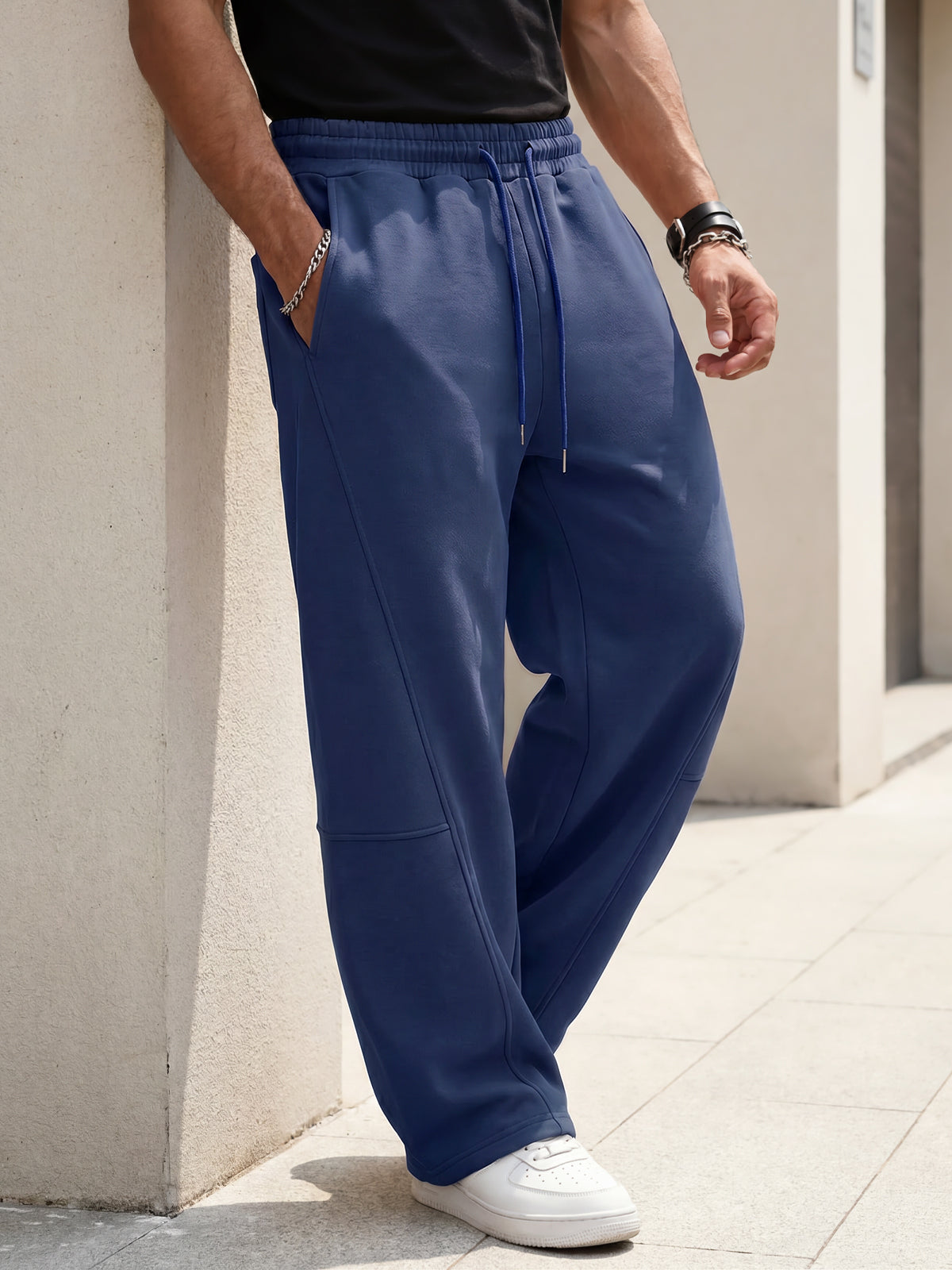 Aoysky Mens Dark Blue Baggy Sweatpants