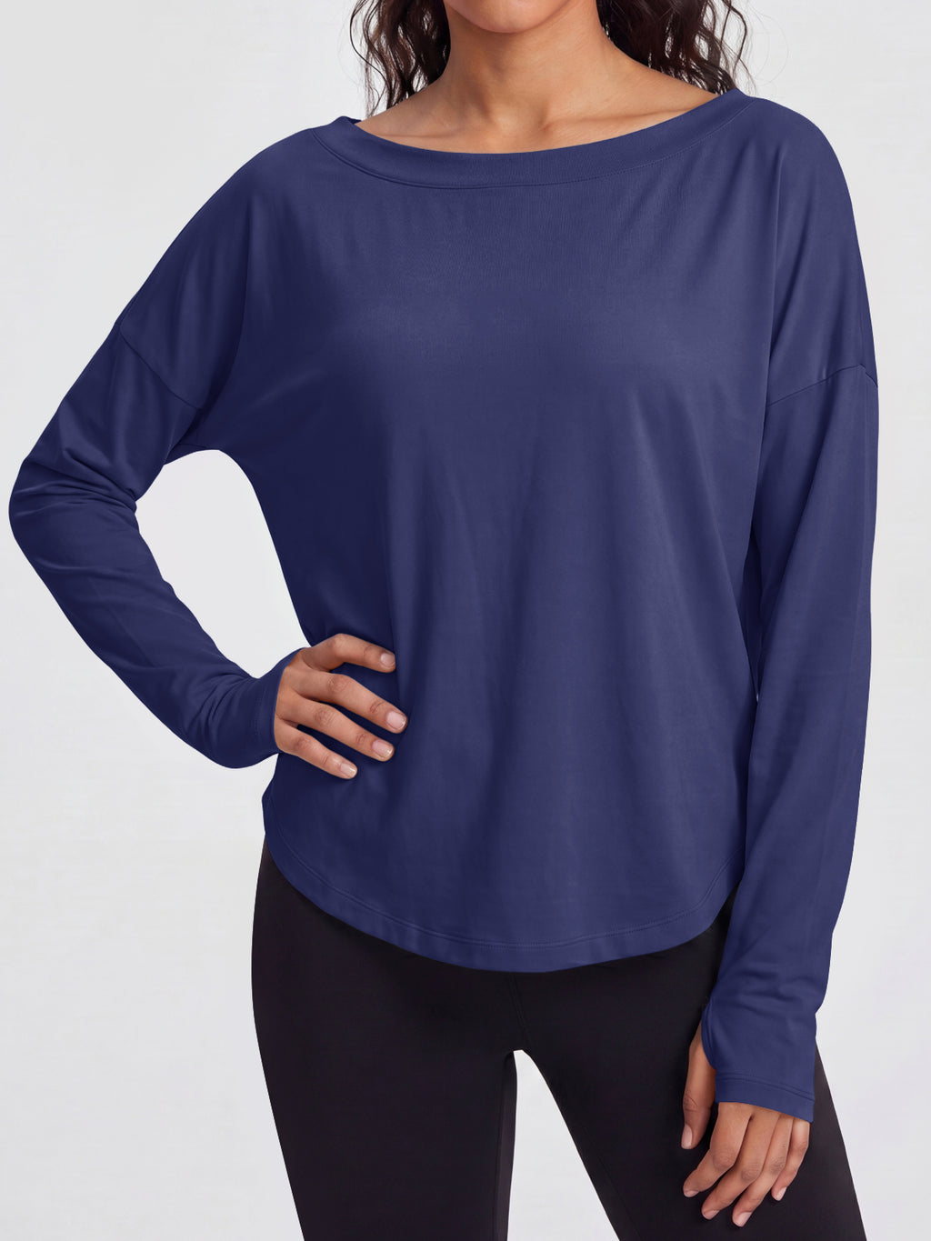 Aoysky Womens Dark Blue Off Shoulder Top