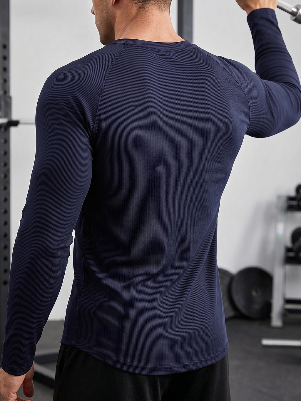 Aoysky Mens Dark Blue Ribbed Workout Shirt