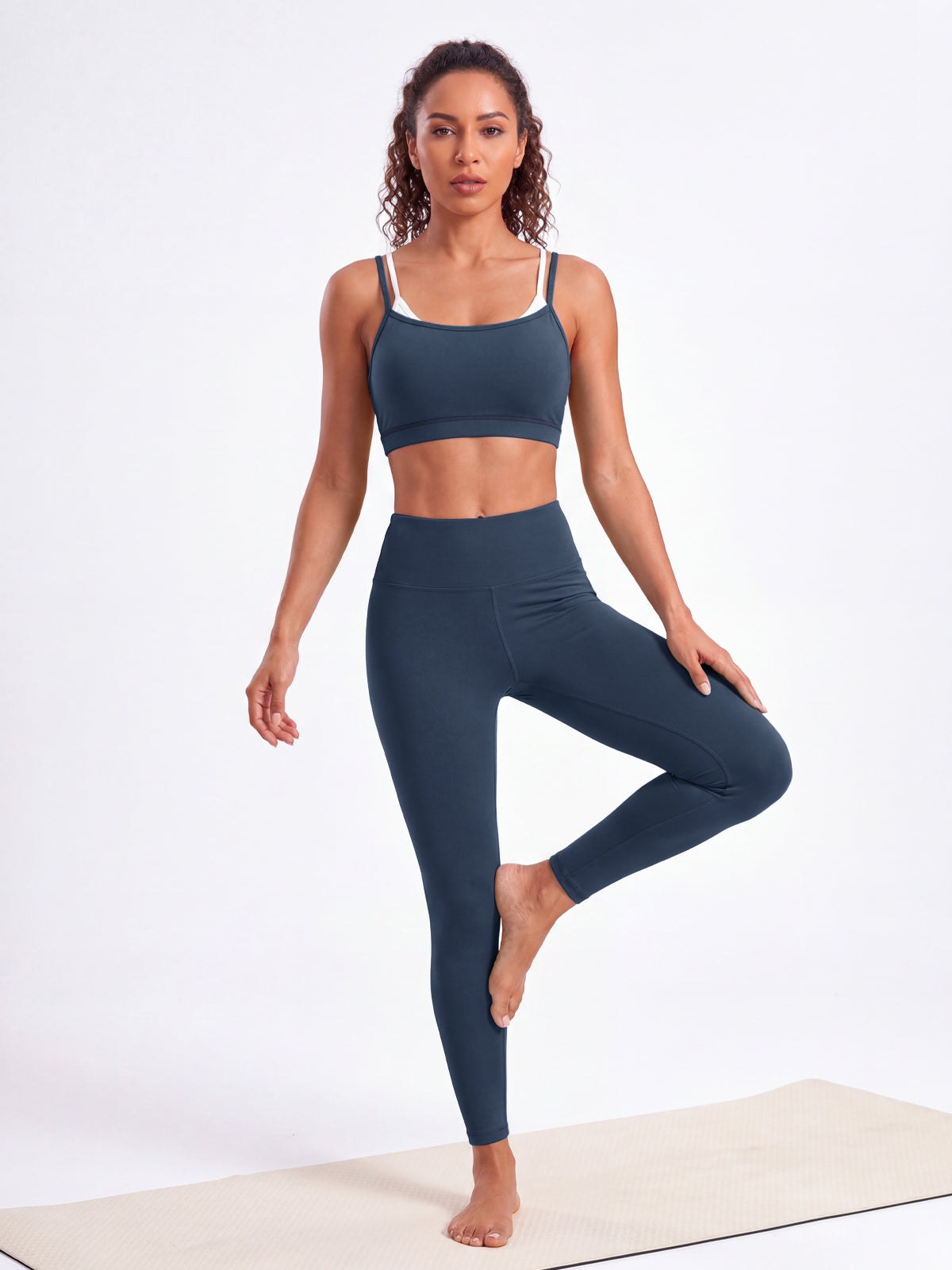 Aoysky Womens Dark Blue Strappy Sports Bra