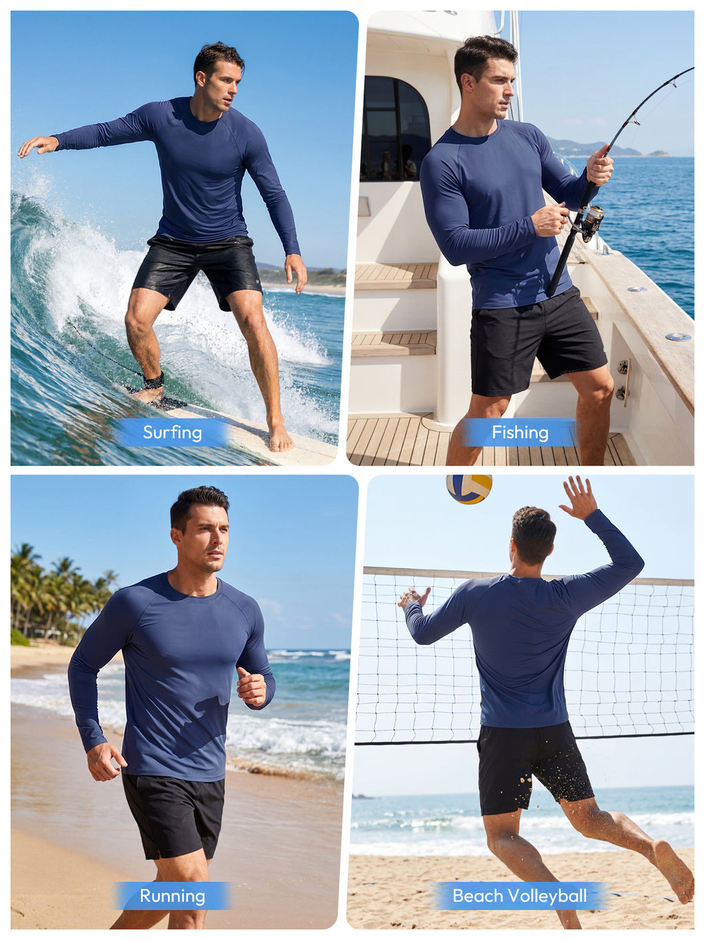 Aoysky Mens Dark Blue UV Athletic Shirt