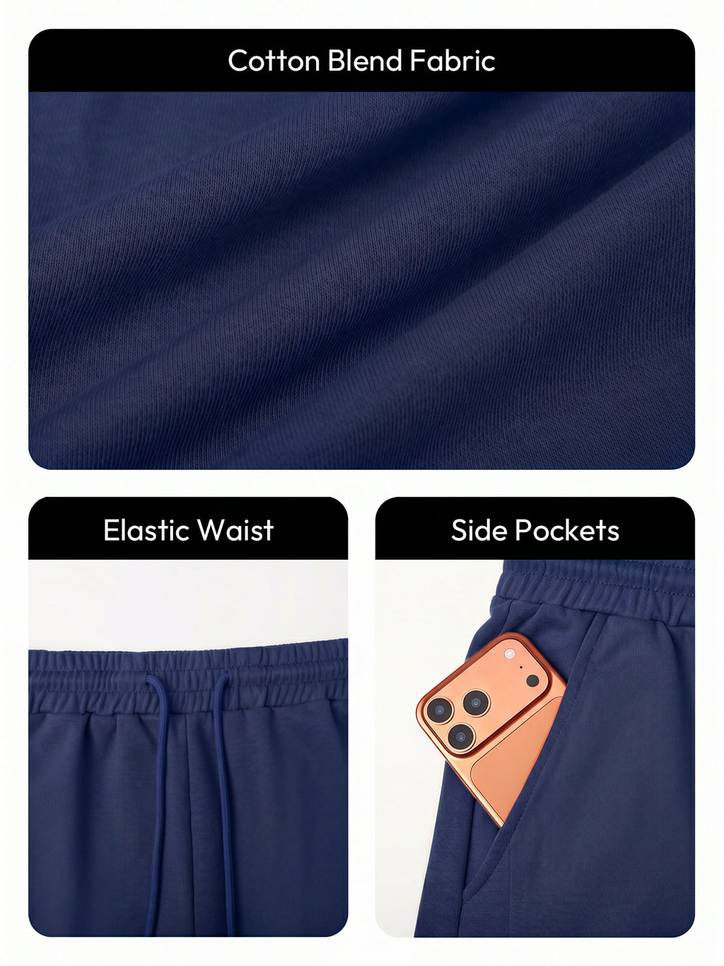 Aoysky Mens Dark Blue Baggy Sweatpants