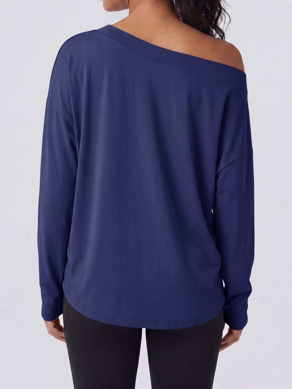 Aoysky Womens Dark Blue Off Shoulder Top