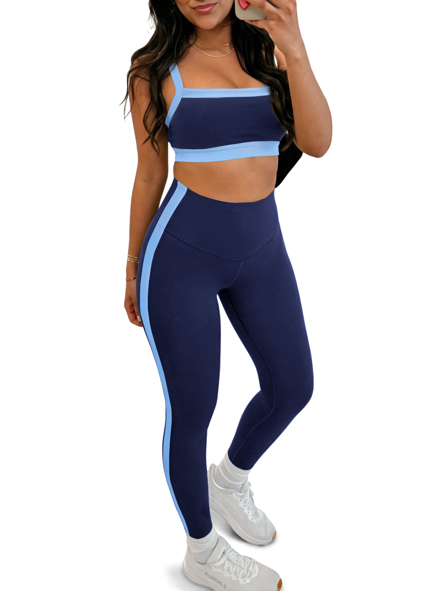 Aoysky Womens Dark Blue 2 Piece Workout Set