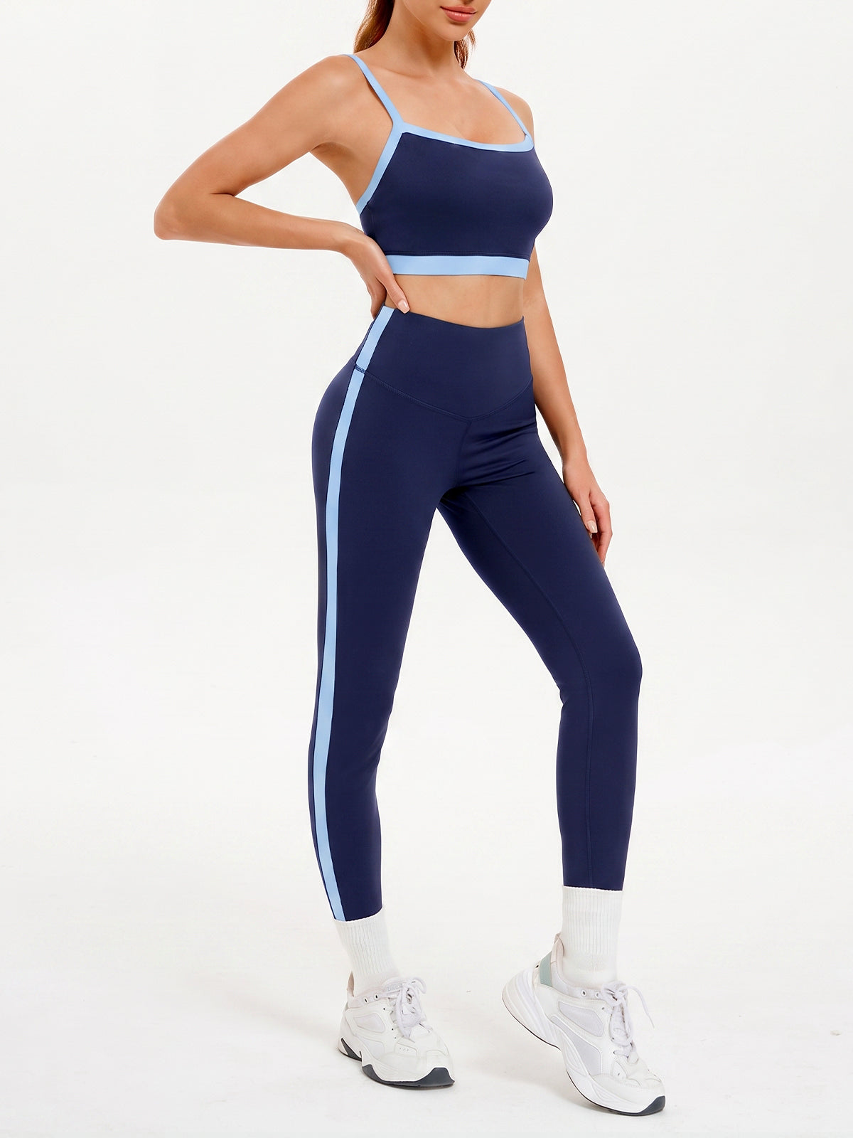 Aoysky Womens Dark Blue 2 Piece Workout Set
