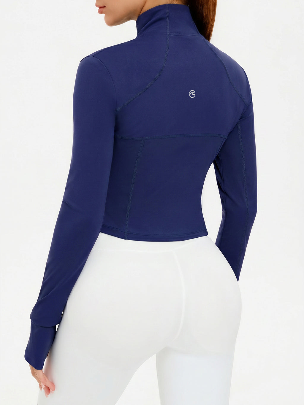 Aoysky Womens Dark Blue Cropped Workout Jacket