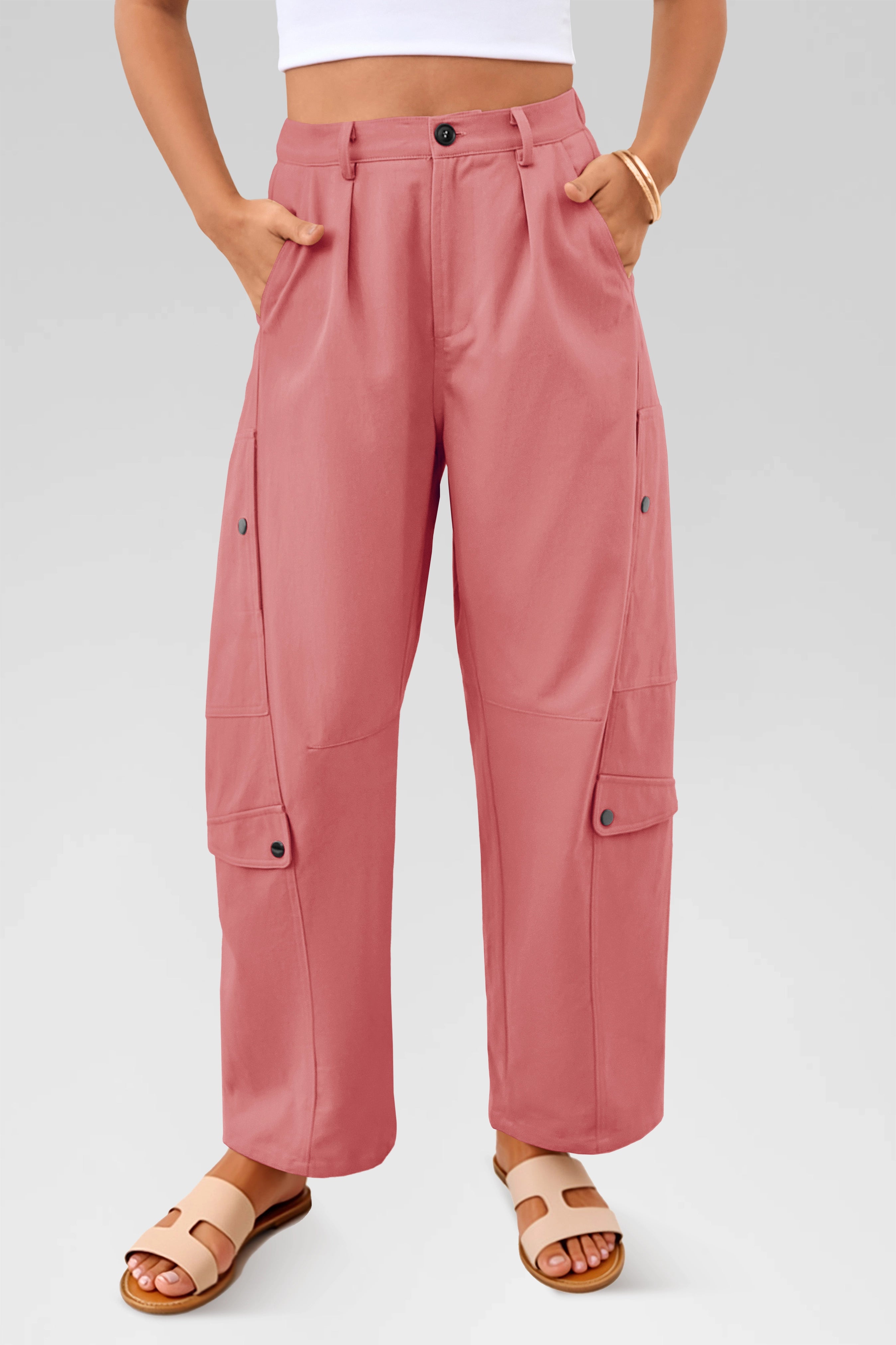 Aoysky Womens Dusty Pink Barrel Pants