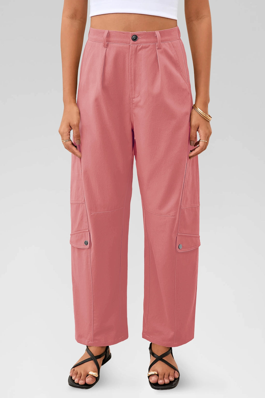 Aoysky Womens Dusty Pink Barrel Pants