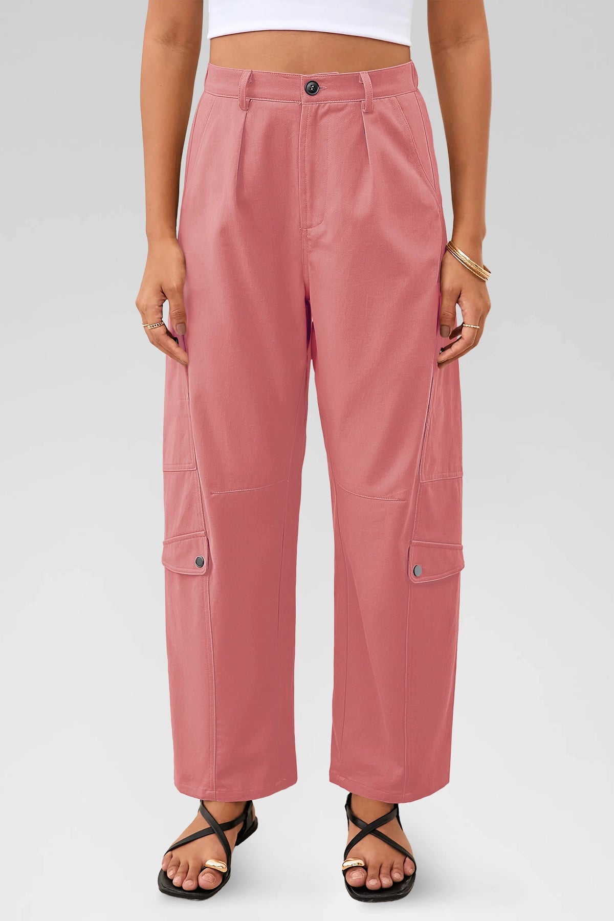Aoysky Womens Dusty Pink Barrel Pants
