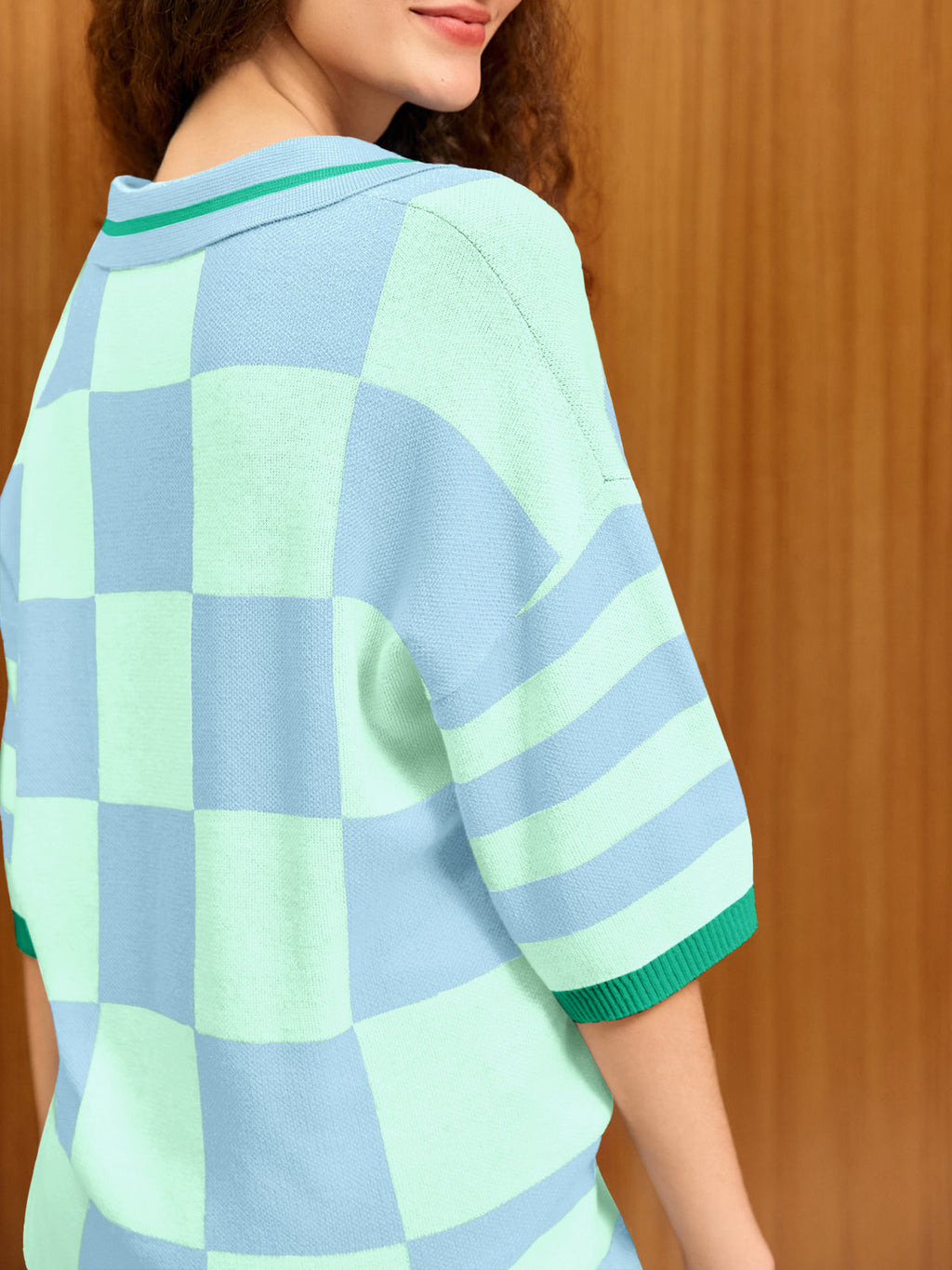 Aoysky Womens Light Blue Striped Knit Short Set